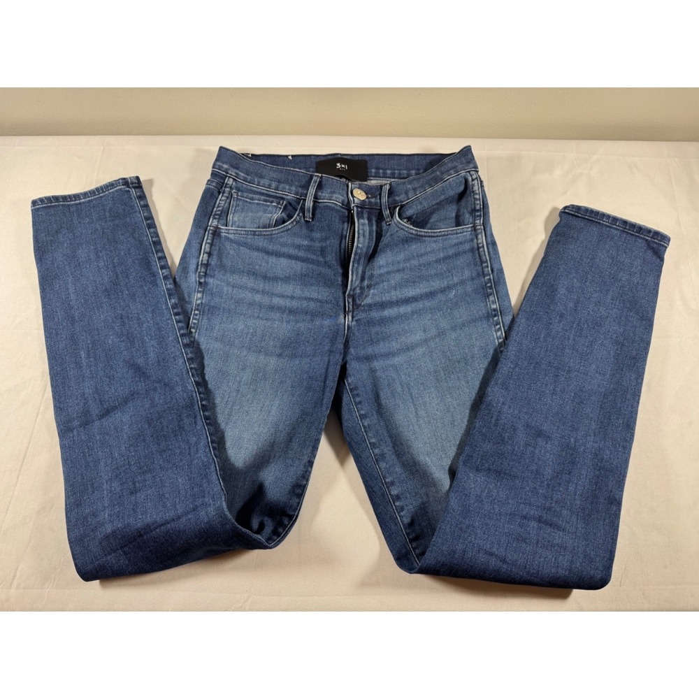 3x1 Made Here Women 25 Skinny Jeans Medium Wash Blue High Rise Denim Made in USA